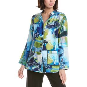 Lemon Grass Womens  Stand Collar Reversible Jacket, Blue